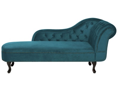 Beliani, Beliani Chaiselongue Samtstoff smaragdgrün rechtsseitig NIMES, Beliani - Rechtsseitige Chaiselounge aus Samtstoff Glamourös NIMES, One Size, Stahlblau