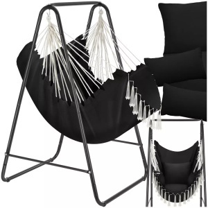 TecTake, Tectake - Hängesessel Alison, Boho-Style, Belastbarkeit 160kg, 1P, Schwarz, Tectake - Hängesessel Alison, Boho-Style, Belastbarkeit 160kg, 1P, Schwarz