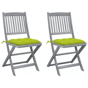 vidaXL, vidaXL Klappbare Gartenstühle 2 Stk. mit Kissen Massivholz Akazie