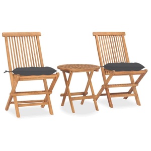 vidaXL, vidaXL 3-tlg. Garten-Essgruppe mit Kissen Klappbar Massivholz Teak, vidaXL 3-tlg. Garten-Essgruppe mit Kissen Klappbar Massivholz Teak