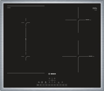 Bosch, Bosch PVS645FB5E Kochfeld, Bosch Serie 6, Induktionskochfeld, 60 cm, Schwarz, Mit Rahmen aufliegend, PVS645FB5E