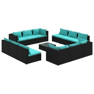 vidaXL, vidaXL 13-tlg. Garten-Lounge-Set mit Kissen Poly Rattan Schwarz