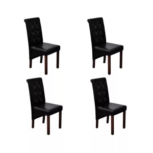 vidaXL, vidaXL Esszimmerstühle 4 Stk. Schwarz Kunstleder, vidaXL Esszimmerstühle 4 Stk. Schwarz Kunstleder