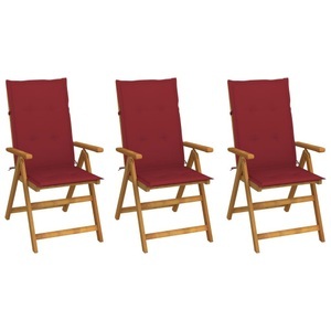 vidaXL, vidaXL Klappbare Gartenstühle 3 Stk. mit Auflagen Massivholz Akazie, vidaXL Klappbare Gartenstühle 3 Stk. mit Auflagen Massivholz Akazie