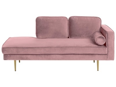 Beliani, Beliani Chaiselongue Samtstoff rosa rechtsseitig MIRAMAS, 