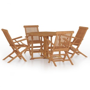 vidaXL, vidaXL 5-tlg. Garten-Essgruppe Klappbar Massivholz Teak, vidaXL 5-tlg. Garten-Essgruppe Klappbar Massivholz Teak