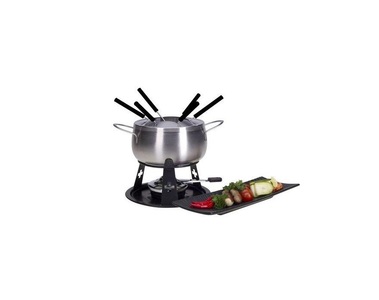 Nouvel, Nouvel Fleischfondue-Set - (Schwarz/Edelstahl), Nouvel Fleischfondue Set CH Kreuz 9 Teile Schwarz/Silber Raclette