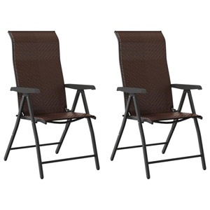 vidaXL, vidaXL Gartenstühle 2 Stk. Klappbar Braun Poly Rattan