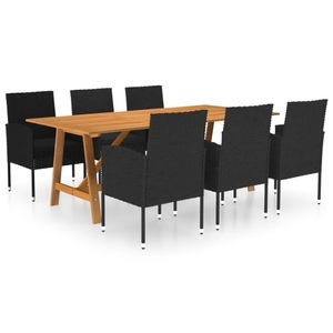 vidaXL, vidaXL 7-tlg. Garten-Essgruppe Schwarz, vidaXL 7-tlg. Garten-Essgruppe Schwarz