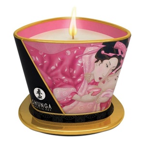 Shunga Erotic Art, Shunga Erotic Art - Massagekerze Licht & Liebkosungen Aphrodisie - Rosa, Shunga Massage Candle , Rose, Weiss, 170 Ml - Amorana