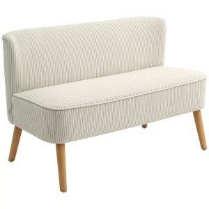 Northio, Northio - Sofa 2 Sitzer modern Couch ohne Armlehne Gepolstert Polstersofa mit Cord-Optik, klein Loungesofa mit Holzbeine für Wohnzimmer, 117 x 56,5 x 77 cm, Cremeweiß, One Size, Northio - Sofa 2 Sitzer modern Couch ohne Armlehne Gepolstert Polstersofa mit Cord-Optik, klein Loungesofa mit Holzbeine für Wohnzimmer, 117 x 56,5 x 77 cm, Cremeweiß, One Size