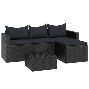 vidaXL, vidaXL Garten-Lounge-Set Schwarz Poly Rattan, 