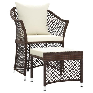 vidaXL, vidaXL 2-tlg. Garten-Lounge-Set mit Kissen Braun Poly Rattan