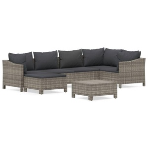 vidaXL, vidaXL 7-tlg. Garten-Lounge-Set mit Kissen Grau Poly Rattan