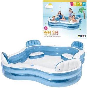 Intex, INTEX Family Pool Lounge 229 x 229 x 66 cm, Pool mit 4 Sitzen, aufblasbar