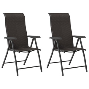 vidaXL, vidaXL Gartenstühle 2 Stk. Klappbar Schwarz Kaffeebraun Poly Rattan