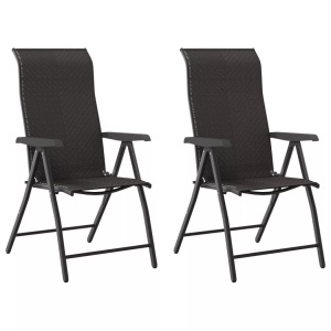 vidaXL, vidaXL Gartenstühle 2 Stk. Klappbar Schwarz Kaffeebraun Poly Rattan