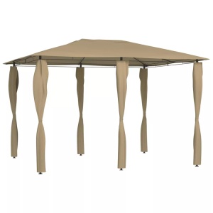 vidaXL, vidaXL Pavillon mit Seitenwand 3x4x2,6 m Taupe 160 g/m², vidaXL Pavillon mit Pfostenabdeckungen 3x4x2,6 m Taupe 160 g/m²