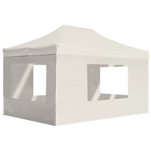 vidaXL, vidaXL Profi-Partyzelt Faltbar mit Wänden Aluminium 4,5x3 m Creme