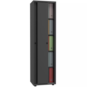 VCM, Büroschrank Bücher Ordner Aktenschrank Büromöbel Schrank Ulas 5-fach Schiebetüren Unisex Anthrazit ONE SIZE