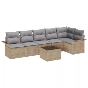 vidaXL, VidaXL - Garten-sofa poly-rattan, One Size, Beige, VidaXL - Garten-sofa poly-rattan, One Size, Greige