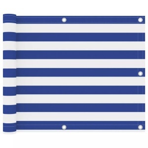 vidaXL, vidaXL Balkon-Sichtschutz Weiß und Blau 75x600 cm Oxford-Gewebe, vidaXL Balkon-Sichtschutz Weiß und Blau 75x600 cm Oxford-Gewebe