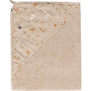Bébé-jou, Bebe Jou KAPUZENBADETUCH , 301020 , Taupe , Textil , Tier , 75x1 cm , angenehm weich, hochwertige Qualität, schadstoffgeprüft , 008296017501, Zewi Bébé-Jou - Badetuch mit Kapuze Steppe, Beige