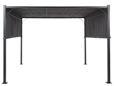 Beliani, Beliani Pergola mit LED-Beleuchtung Stahl dunkelgrau 310 x cm PARGA