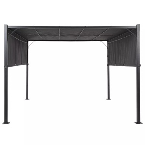 Beliani, Beliani Pergola mit LED-Beleuchtung Stahl dunkelgrau 310 x cm PARGA, Beliani - Pavillon aus Polyester Klassisch PARGA, One Size, Spacegrau