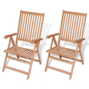 vidaXL, vidaXL Verstellbare Gartenstühle 2 Stk. Massivholz Teak, vidaXL Verstellbare Gartenstühle 2 Stk. Massivholz Teak