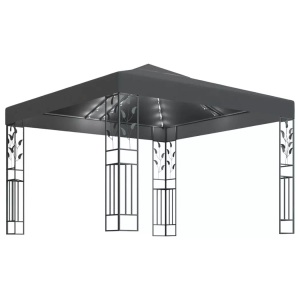 vidaXL, vidaXL Pavillon mit LED-Lichterkette 3x3 m Anthrazit, vidaXL Pavillon mit LED-Lichterkette 3x3 m Anthrazit