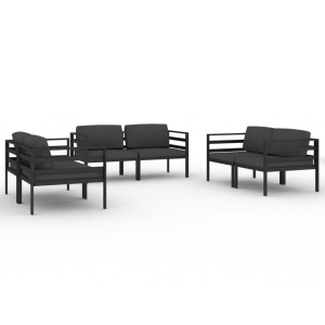 vidaXL, vidaXL 6-tlg. Garten-Lounge-Set mit Kissen Aluminium Anthrazit
