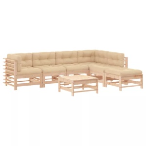 vidaXL, vidaXL 7-tlg. Garten-Lounge-Set mit Kissen Massivholz, vidaXL 7-tlg. Garten-Lounge-Set mit Kissen Massivholz