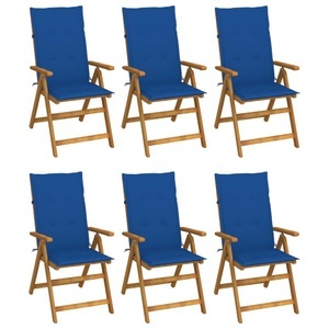 vidaXL, vidaXL Klappbare Gartenstühle 6 Stk. mit Auflagen Massivholz Akazie, vidaXL Klappbare Gartenstühle 6 Stk. mit Auflagen Massivholz Akazie