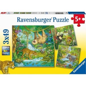 Ravensburger Verlag, Ravensburger Kinderpuzzle 05180 - Im Urwald -Puzzle für Kinder ab 5 Jahren, Ravensburger Kinderpuzzle - 05180 Im Urwald - Puzzle für Kinder ab 5 Jahren mit 3x49 Teilen