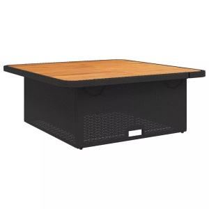 vidaXL, vidaXL Gartentisch Schwarz 110x110x71 cm Poly Rattan und Akazienholz, vidaXL Gartentisch Schwarz 110x110x71 cm Poly Rattan und Akazienholz
