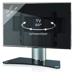 VCM, Universal TV VESA Standfuß Aufsatz Erhöhung Alu Fernseh Ständer Glas WindoxaMini Universal TV VESA Standfuß Aufsatz Erhöhung Alu Fernseh Ständer Glas WindoxaMini, MID.YOU Tv-rack in schwarz/silberfarbe , 'Windoxa Mini' _ Schwarz, Silberfarben , Metall, Glas , 70x52x30 cm , lackiert , schwenkbar , 000657001201