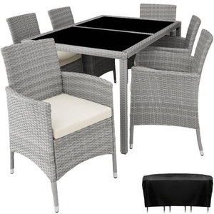 TecTake, Rattan Sitzgruppe 6+1 mit Schutzhülle Rattan Sitzgruppe 6+1 mit Schutzhülle, 
