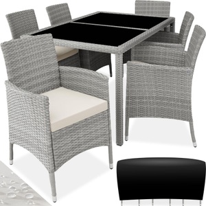 TecTake, Rattan Sitzgruppe 6+1 mit Schutzhülle Rattan Sitzgruppe 6+1 mit Schutzhülle, 