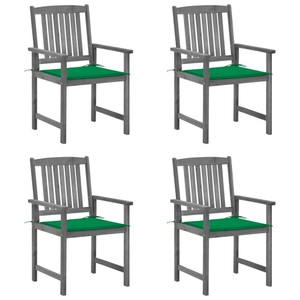 vidaXL, vidaXL Regiestühle mit Kissen 4 Stk. Grau Massivholz Akazie, vidaXL Gartenstühle mit Kissen 4 Stk. Grau Massivholz Akazie