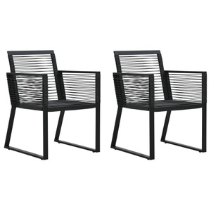 vidaXL, vidaXL Gartenstühle 2 Stk. Schwarz PVC Rattan, vidaXL Gartenstühle 2 Stk. Schwarz PVC Rattan