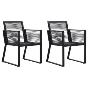 vidaXL, vidaXL Gartenstühle 2 Stk. Schwarz PVC Rattan, vidaXL Gartenstühle 2 Stk. Schwarz PVC Rattan