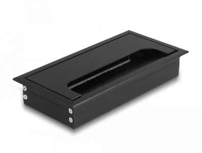 Delock, 66856 Kabel-Organizer Tisch/Bank Cable grommet Schwarz 1 Stück(e), Delock Einbaurahmen für Tisch mit Bürste 160x80x28mm, Schwarz