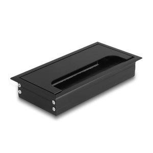 Delock, 66856 Kabel-Organizer Tisch/Bank Cable grommet Schwarz 1 Stück(e), Delock Einbaurahmen für Tisch mit Bürste 160x80x28mm, Schwarz
