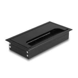 Delock, 66856 Kabel-Organizer Tisch/Bank Cable grommet Schwarz 1 Stück(e), Delock Einbaurahmen für Tisch mit Bürste 160x80x28mm, Schwarz