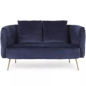 Bizzotto, Bizzotto - 2-Sitzer Sofa Tenbury - Dunkelblau, Sofa Tenbury 2-Sitzer blau