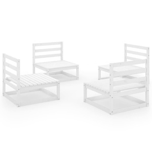 vidaXL, vidaXL 4-tlg. Garten-Lounge-Set Weiß Kiefer Massivholz