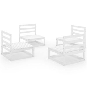 vidaXL, vidaXL 4-tlg. Garten-Lounge-Set Weiß Kiefer Massivholz