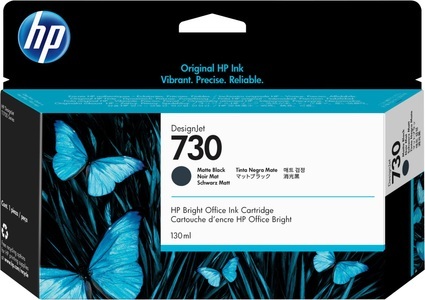 Hewlett-Packard, Hewlett-Packard HP Tinte Nr. 730 (P2V65A) Matte, Hewlett Packard Tintenpatrone, matt-schwarz, No.730, P2V65A, (130ml)