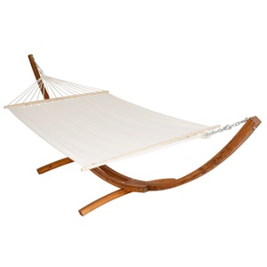 TecTake, Hängematte XXL mit Holzgestell für 2 Personen Hängematte XXL mit Holzgestell für 2 Personen, Tectake - XXL Hängematte Thorsten mit Holzgestell für 2 Personen 205 x 150 cm, 2P, Weiss